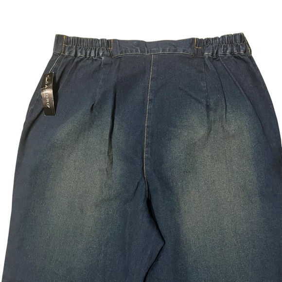 Sandro Sportswear Hi-Rise Wide Leg Cropped Jeans Mock Cuff Grommet Hem, Sz 1X - Picture 9 of 15